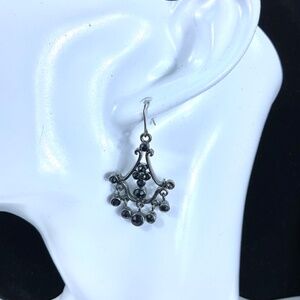 Black Chandelier Beaded Dangle Earrings Vintage